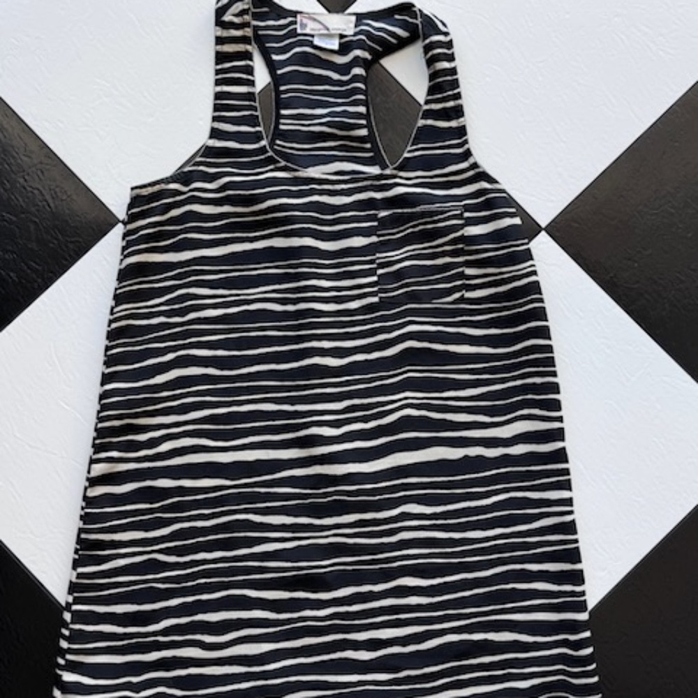 Black & White striped Women's Racerback Tank with beaded accent Size S